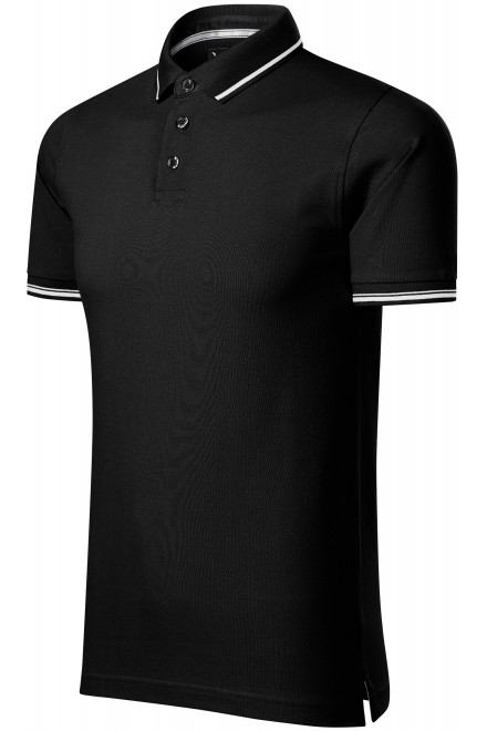 Tricou bărbătesc cu detalii contrastante, negru, tricouri polo pentru bărbați