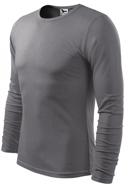 Tricou bărbătesc cu mânecă lungă, gri de oțel, tricouri pentru imprimare