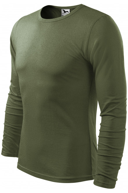 Tricou bărbătesc cu mânecă lungă, khaki, tricouri verzi