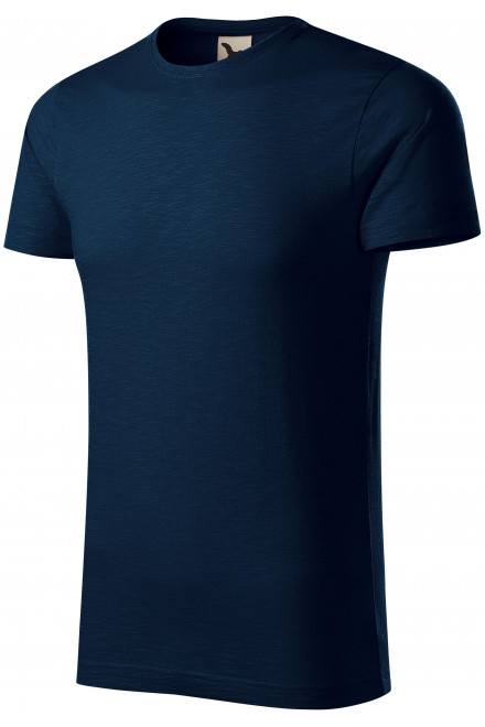 Tricou bărbătesc, din bumbac organic texturat, albastru inchis, tricouri cu mânecă scurtă