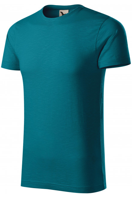 Tricou bărbătesc, din bumbac organic texturat, petrol blue, tricouri cu mânecă scurtă