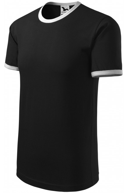 Tricou cu contrast unisex, negru, tricouri simple