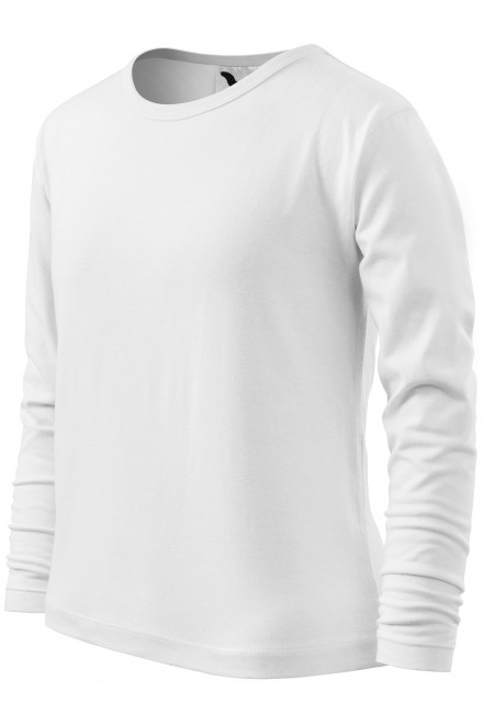 Tricou cu mâneci lungi pentru copii, alb, tricouri cu mâneci lungi