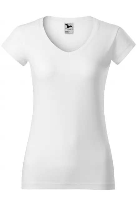 Tricou dama slim fit cu decolteu în V. - alb, S