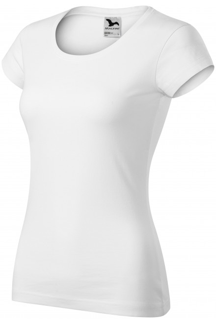 Tricou dama slim fit cu decolteu rotund, alb, tricouri cu mânecă scurtă