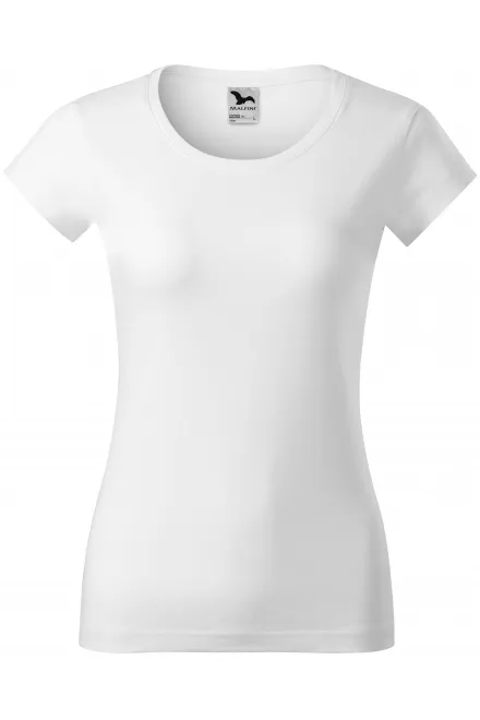 Tricou dama slim fit cu decolteu rotund - alb, XS