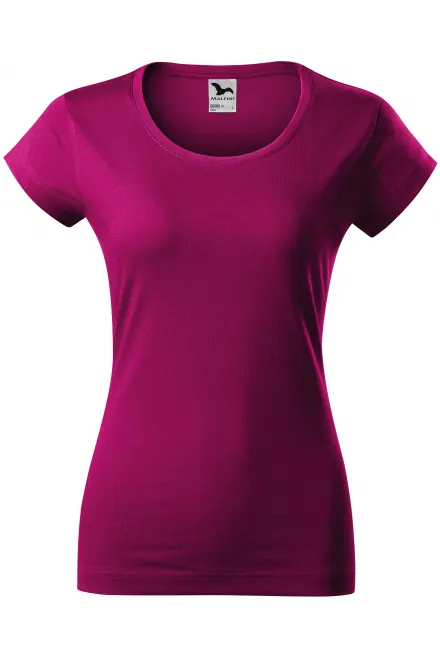 Tricou dama slim fit cu decolteu rotund - roșu fucsia, XS