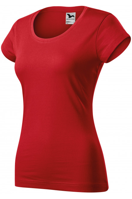 Tricou dama slim fit cu decolteu rotund, roșu, tricouri din bumbac