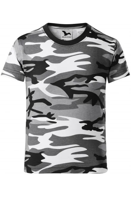 Tricou de camuflaj pentru copii - camuflaj gri, 134 cm / 8 ani