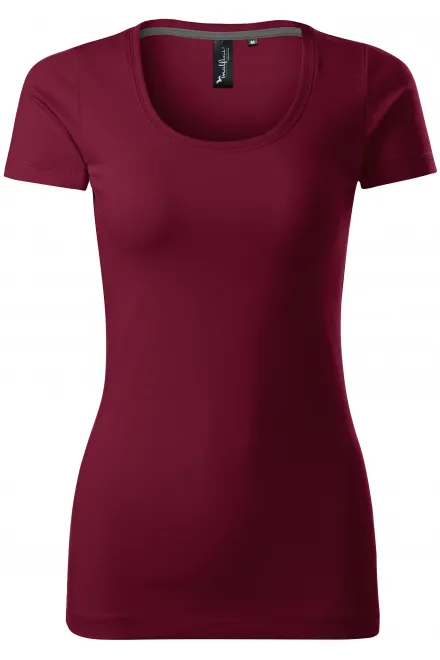 Tricou de damă cu cusături decorative - garnet, M