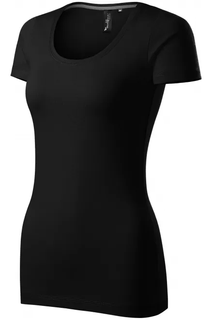 Tricou de damă cu cusături decorative, negru