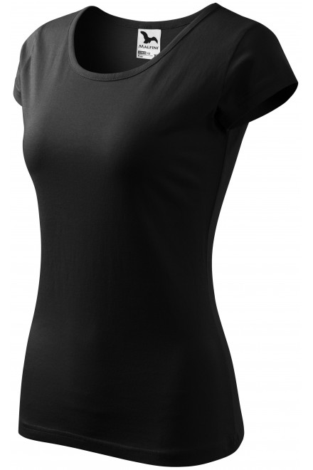 Tricou de damă cu mâneci foarte scurte, negru, tricouri din bumbac