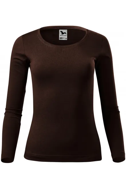 Tricou de damă cu mâneci lungi - cafea, XS