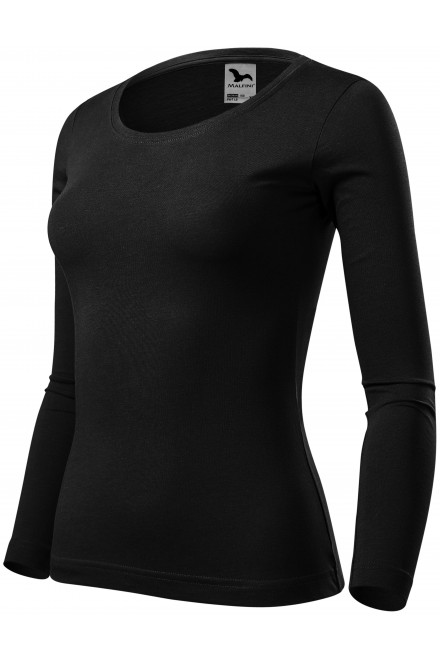 Tricou de damă cu mâneci lungi, negru, tricouri negre