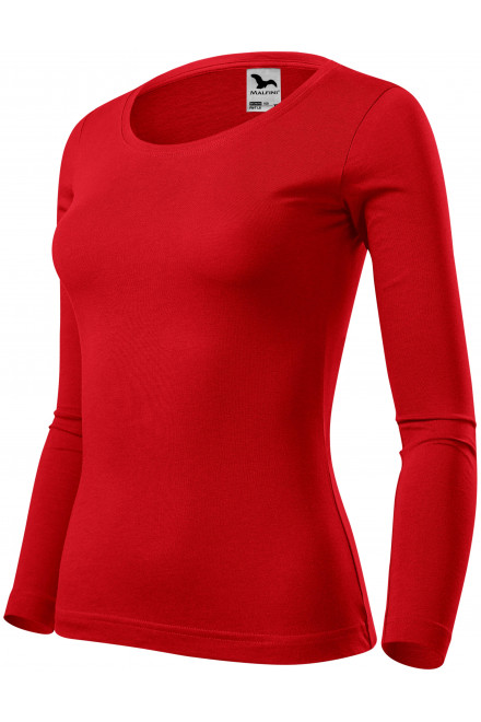 Tricou de damă cu mâneci lungi, roșu, tricouri rosii
