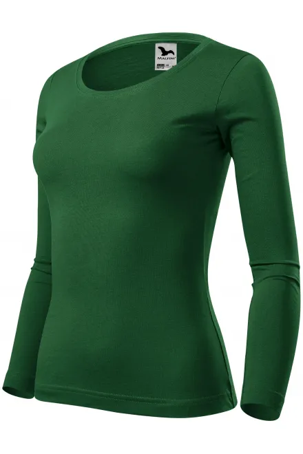 Tricou de damă cu mâneci lungi, sticla verde