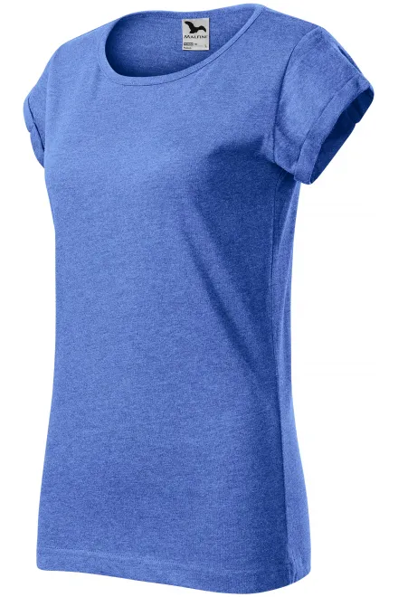 Tricou de damă cu mâneci rulate, marmură albastră