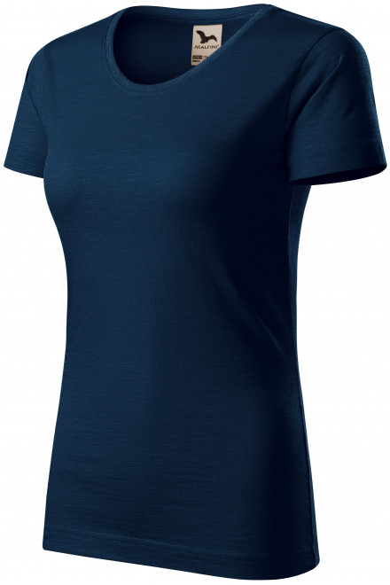 Tricou de damă, din bumbac organic texturat, albastru inchis, tricouri din bumbac