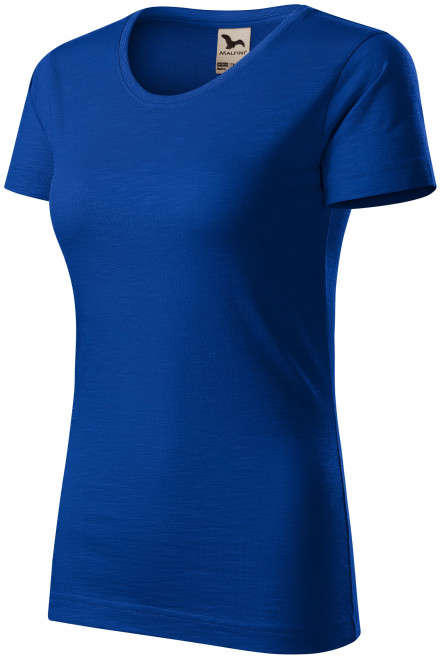 Tricou de damă, din bumbac organic texturat, albastru regal, tricouri cu mânecă scurtă
