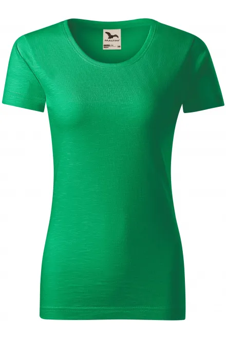 Tricou de damă, din bumbac organic texturat - iarba verde, XS