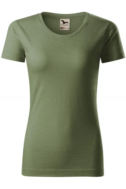 Tricou de damă, din bumbac organic texturat - khaki, XS
