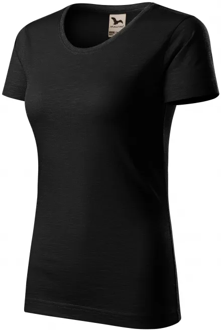 Tricou de damă, din bumbac organic texturat, negru