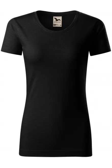 Tricou de damă, din bumbac organic texturat - negru, XS