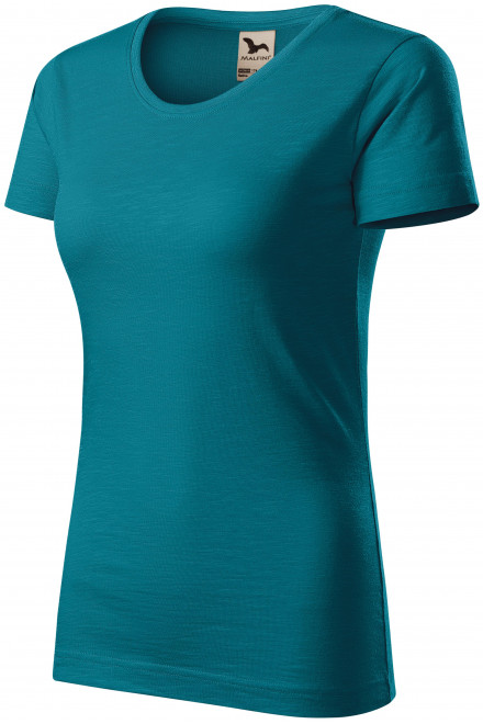 Tricou de damă, din bumbac organic texturat, petrol blue, tricouri de dama
