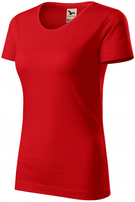 Tricou de damă, din bumbac organic texturat, roșu, tricouri fără imprimare