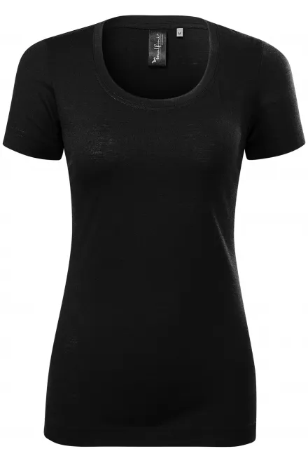 Tricou de damă din lână Merino - negru, M