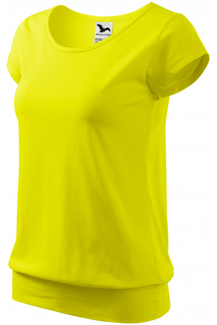 Tricou la modă pentru femei, galben de lămâie, tricouri din bumbac