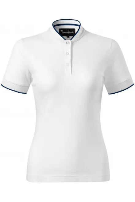 Tricou polo de damă cu guler bomber - alb, M