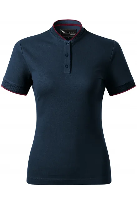 Tricou polo de damă cu guler bomber - albastru inchis, M
