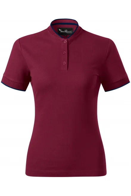 Tricou polo de damă cu guler bomber - garnet, M