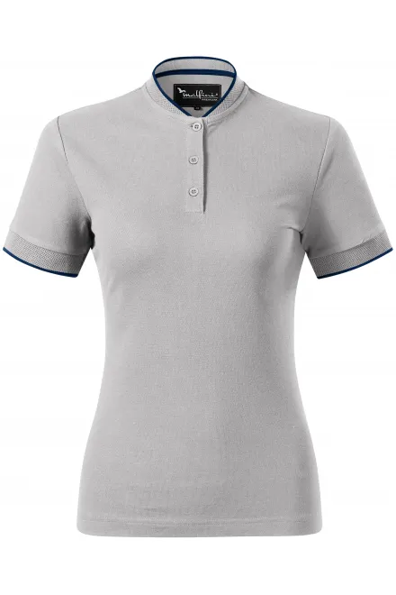 Tricou polo de damă cu guler bomber - gri argintiu, M