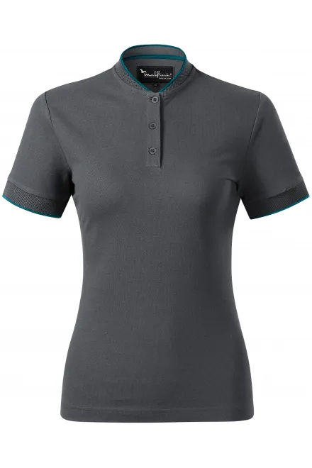 Tricou polo de damă cu guler bomber - gri deschis, M