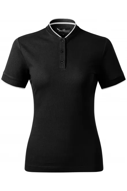 Tricou polo de damă cu guler bomber - negru, M