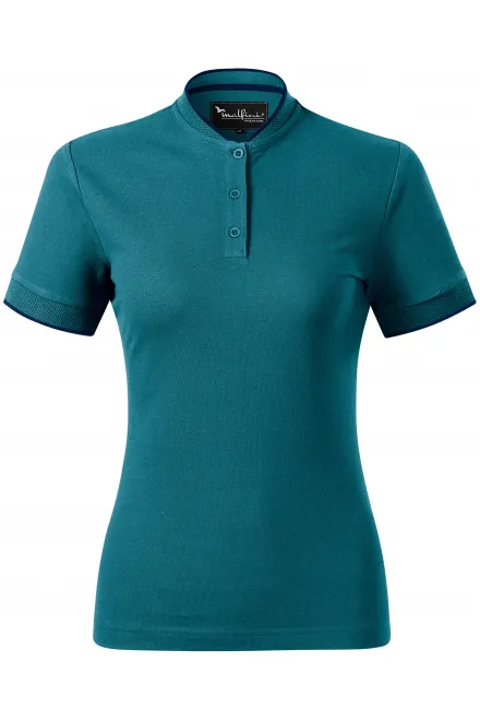 Tricou polo de damă cu guler bomber - petrol blue, M