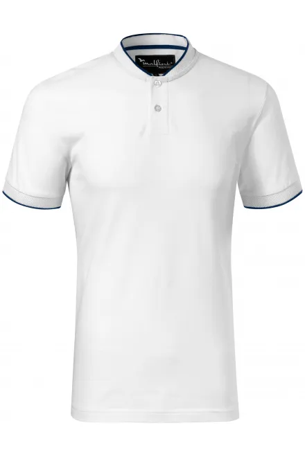 Tricou polo pentru bărbați cu guler bomber - alb, M
