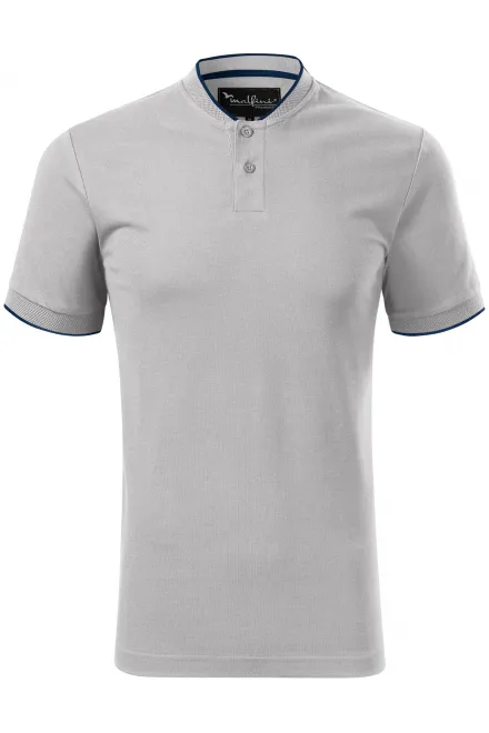 Tricou polo pentru bărbați cu guler bomber - gri argintiu, M