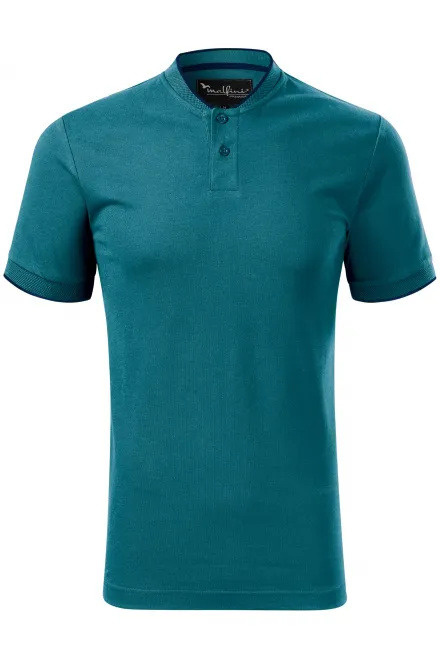 Tricou polo pentru bărbați cu guler bomber - petrol blue, M