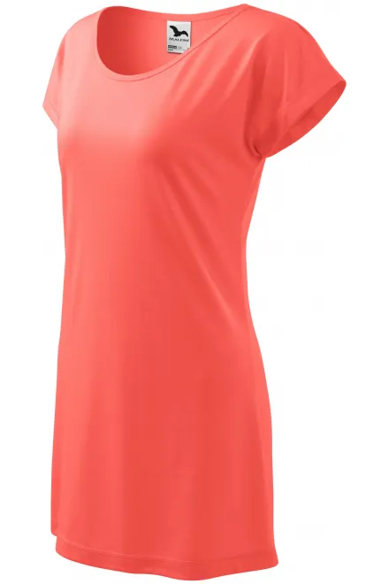 Tricou / rochie lungă pentru femei, coral