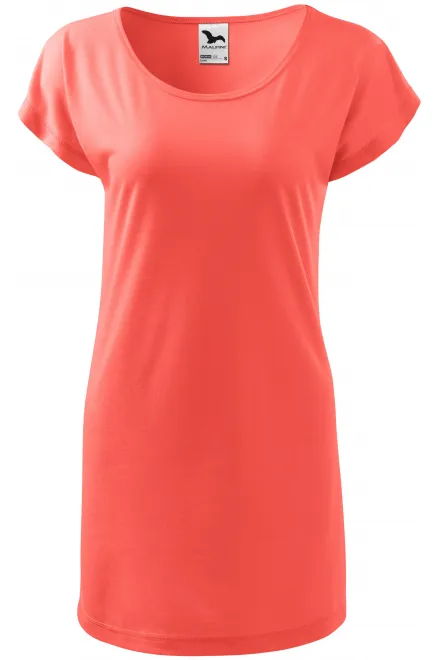 Tricou / rochie lungă pentru femei - coral, M