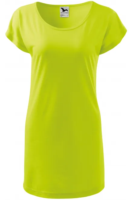 Tricou / rochie lungă pentru femei - verde lime, M